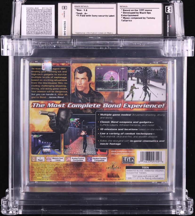 1999 007 TOMORROW NEVER DIES SONY PLAYSTATION 1 PS1 WATA 9.8 A+ SEALED