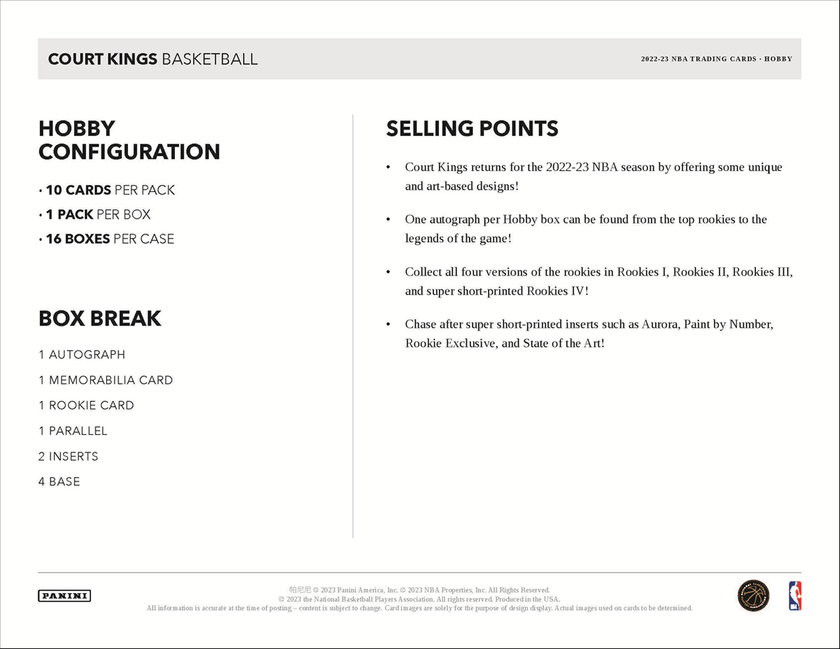 2022-23 Panini Court Kings Basketball Hobby Box