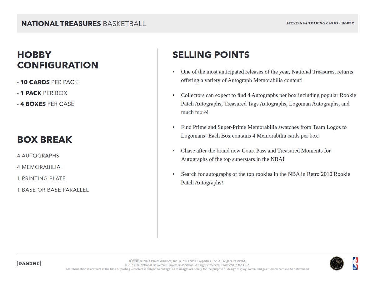 2022-23 Panini National Treasures Basketball Hobby Box