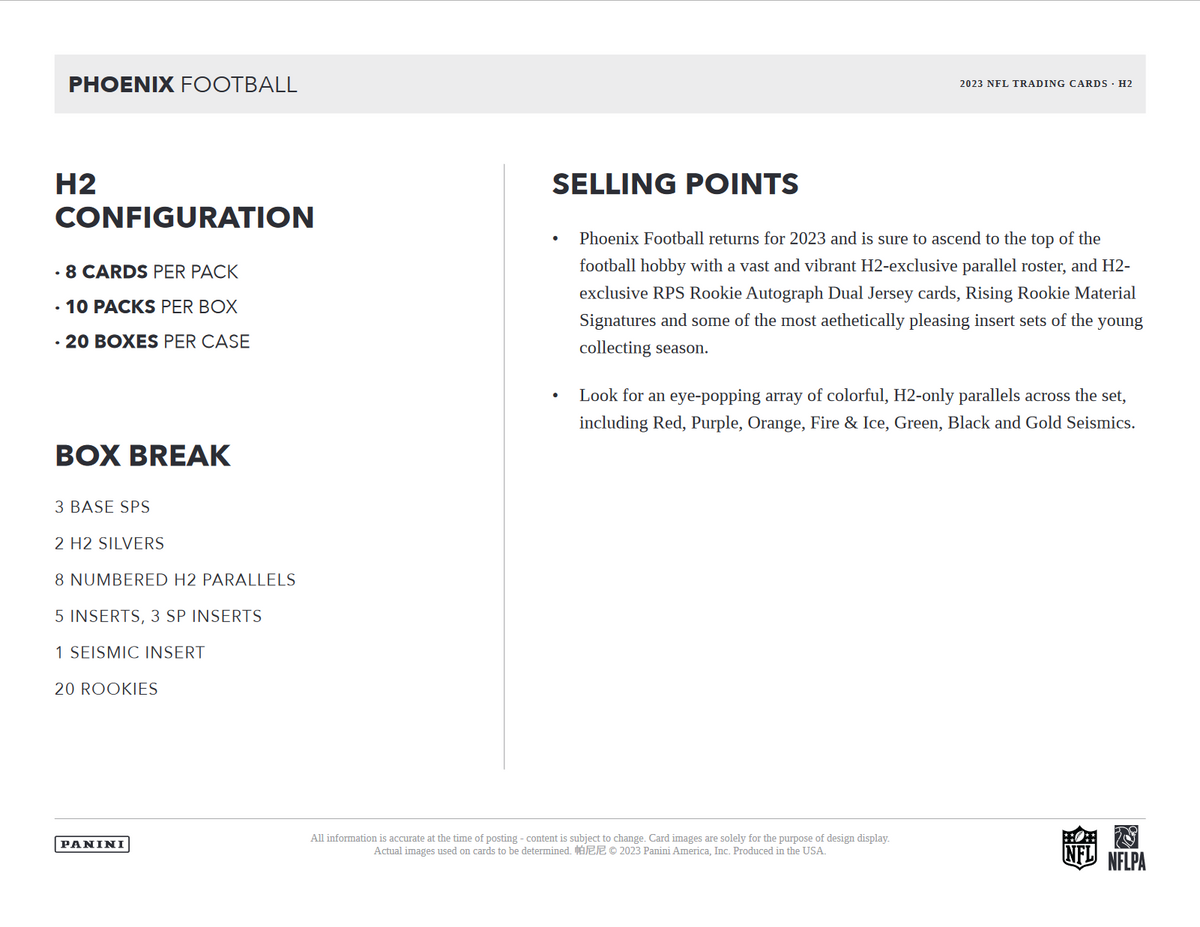 2023 Panini Phoenix Football H2 Box