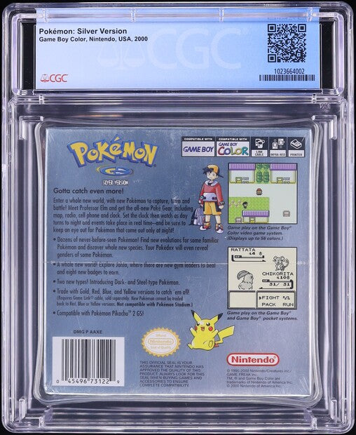 2000 POKEMON SILVER VERSION NINTENDO GAME BOY COLOR GBC CGC 9.4 A SEALED