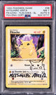 1999 POKEMON BASE SET PIKACHU YELLOW CHEEKS #58 ARITA AUTO 9 PSA 7