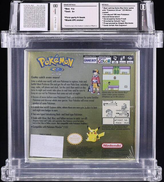 2000 POKEMON GOLD VERSION NINTENDO GAME BOY COLOR GBC WATA 9.6 A+ SEALED