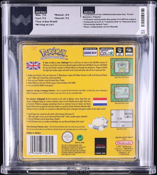 1999 POKEMON YELLOW VERSION NINTENDO GAME BOY GB WATA 7.5 CIB