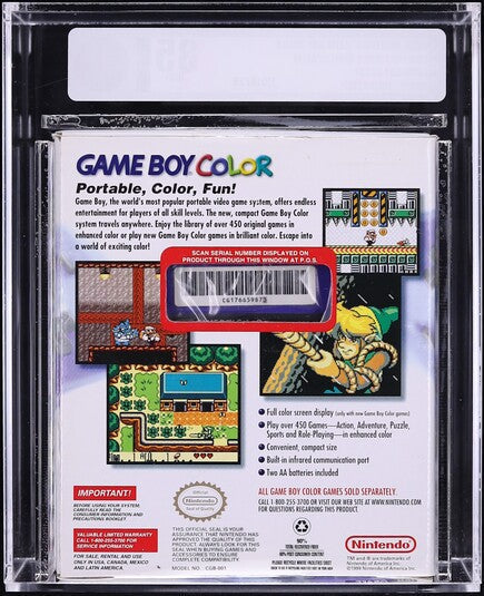 1999 NINTENDO GAME BOY COLOR CONSOLE GRAPE HOLOSTRIP VGA 85 SEALED