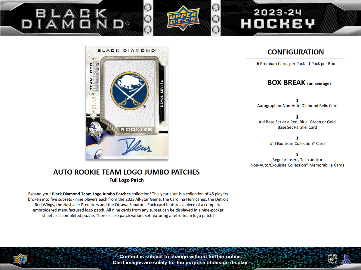 2023-24 Upper Deck Black Diamond Hockey Hobby 10 Box Case