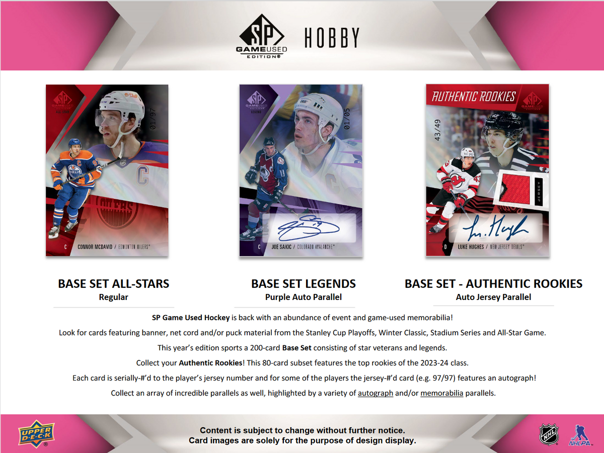 2023-24 Upper Deck SP Game Used Hockey Hobby 18 Box Case
