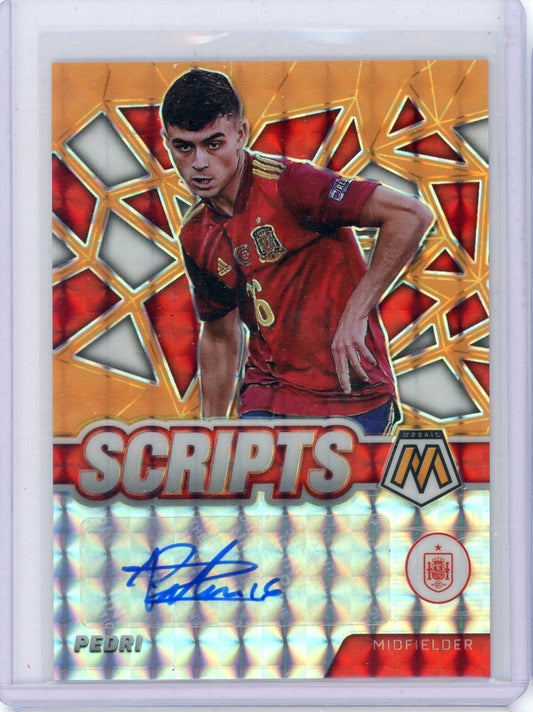 Pedri 2021-22 Panini Mosaic FIFA Road to World Cup autograph orange fluorescent #'d 25/50