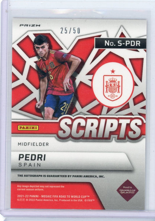 Pedri 2021-22 Panini Mosaic FIFA Road to World Cup autograph orange fluorescent #'d 25/50