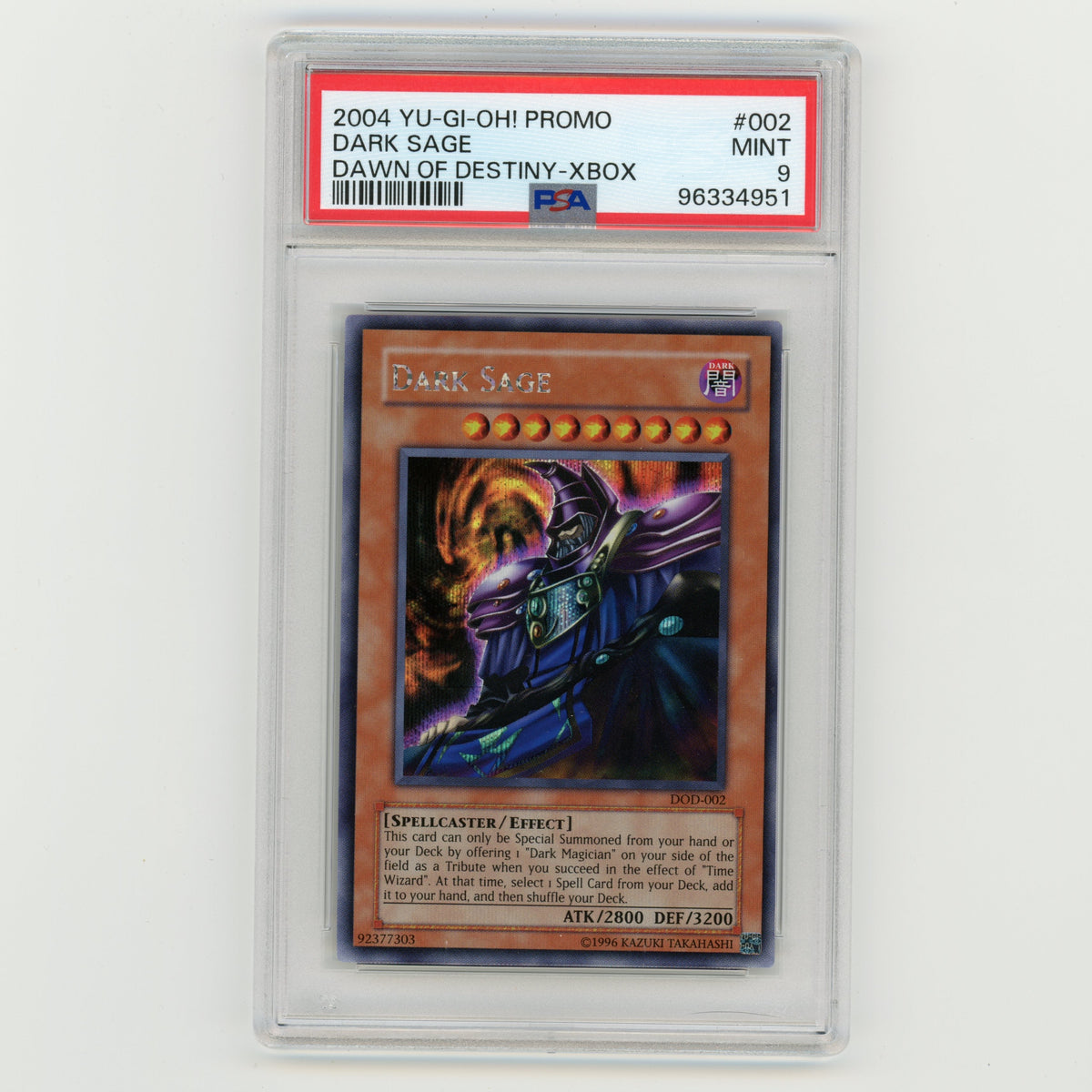 2004 YuGiOh Promo Dark Sage Dawn of Destiny Xbox #002 PSA 9 (#AF11)